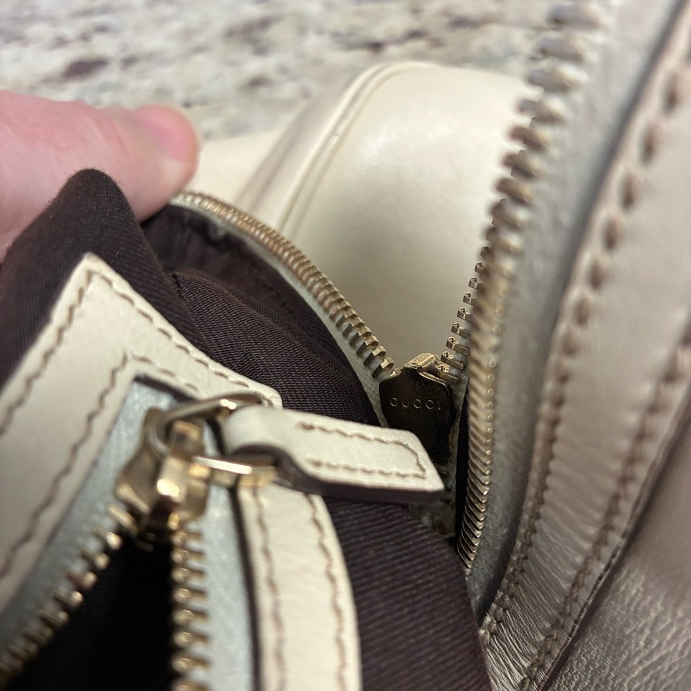 Gucci Britt Boston Cream Leather Women's Bag - Picture 12 of 12